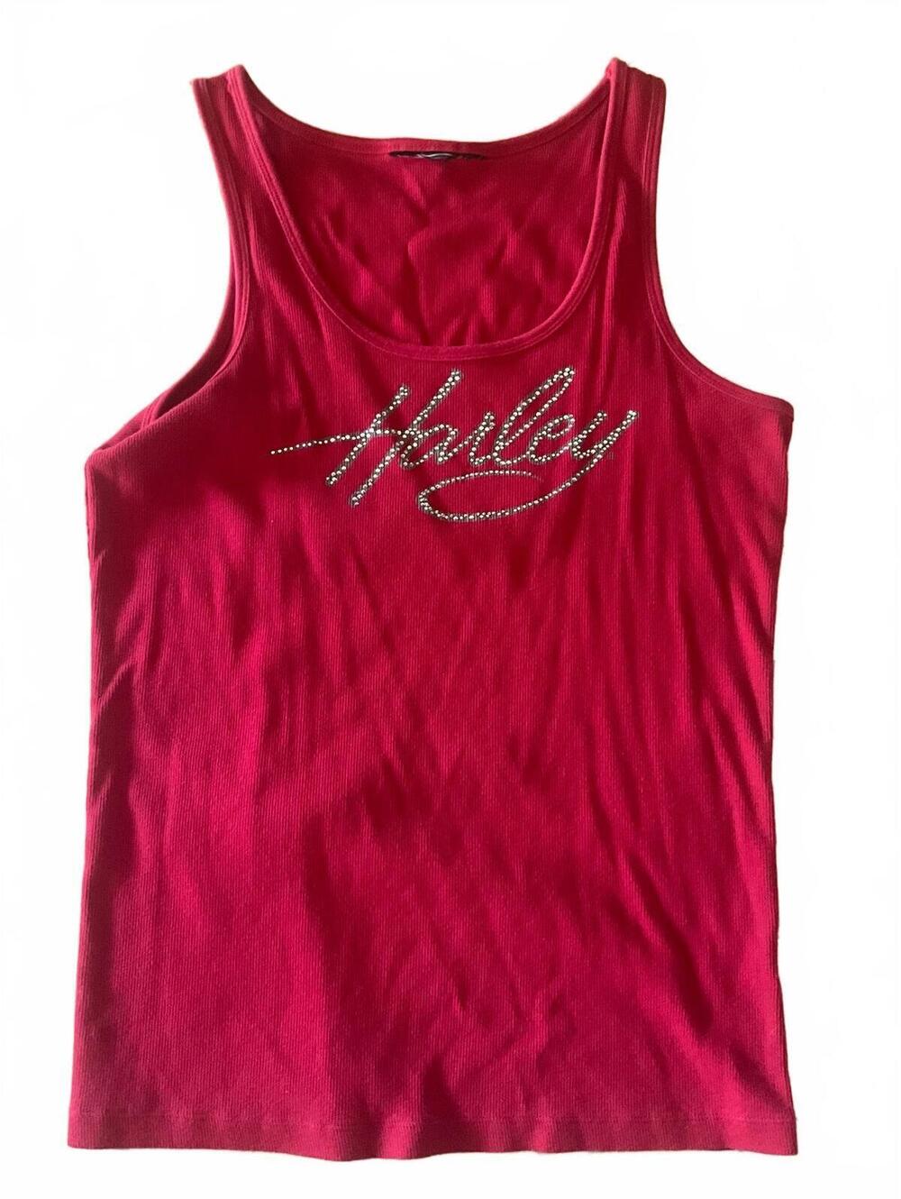 Harley Davidson Red Bling Ribbed Tank Top